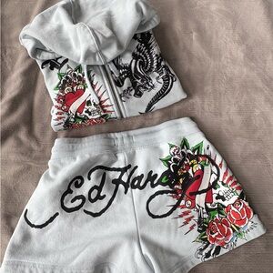 Ed Hardy Women's Light Gray Shorts